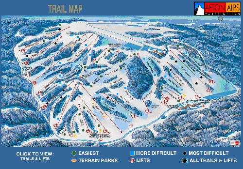 Afton Alps offers 48 trails, four terrain parks, 18 chairlifts, 